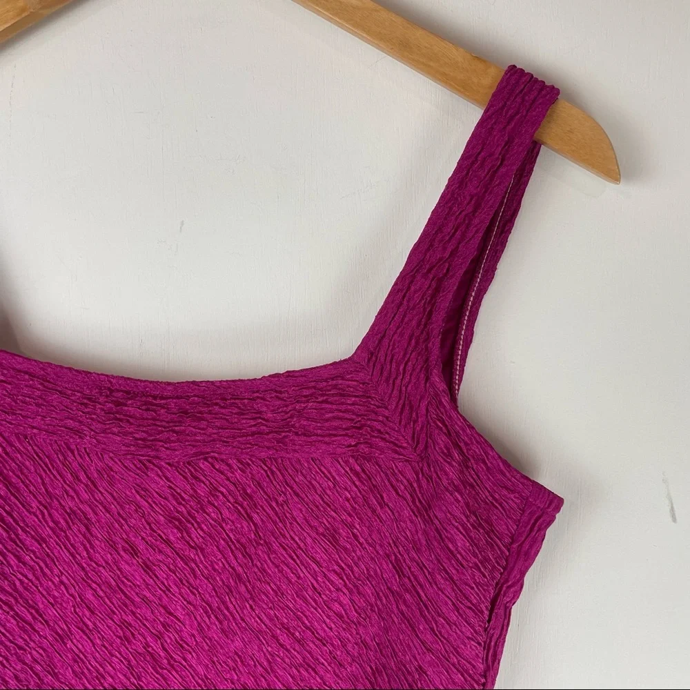 Vintage Y2K Magenta Textured Stretch One Piece Swimsuit Sz Large